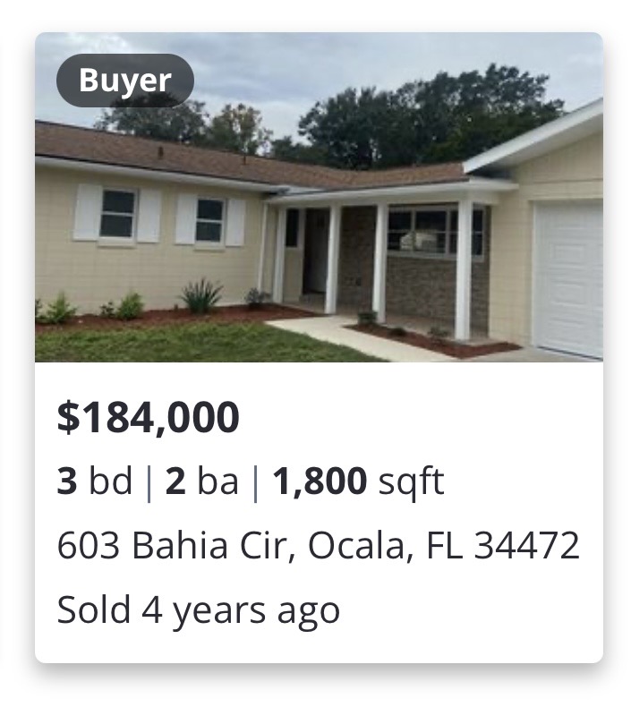 Previously closed residential transaction in 603 Bahia Cir, Ocala, FL 34472