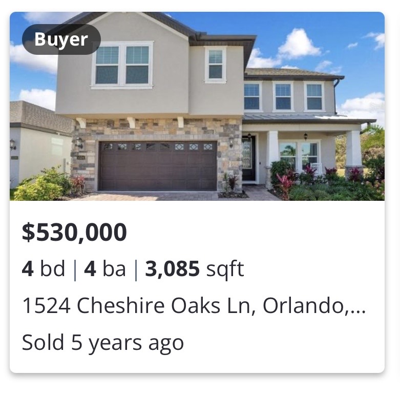 Previously closed residential transaction in 1524 Cheshire Oaks Ln, Orlando, FL