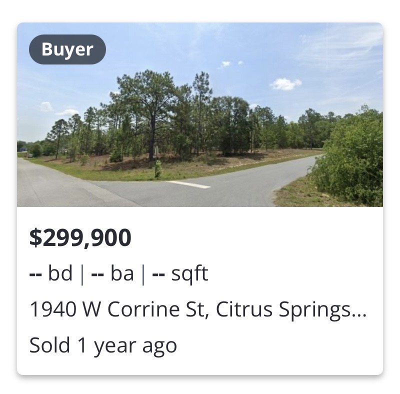 Previously closed land transaction in 1940 W Corrine St, Citrus Springs, FL
