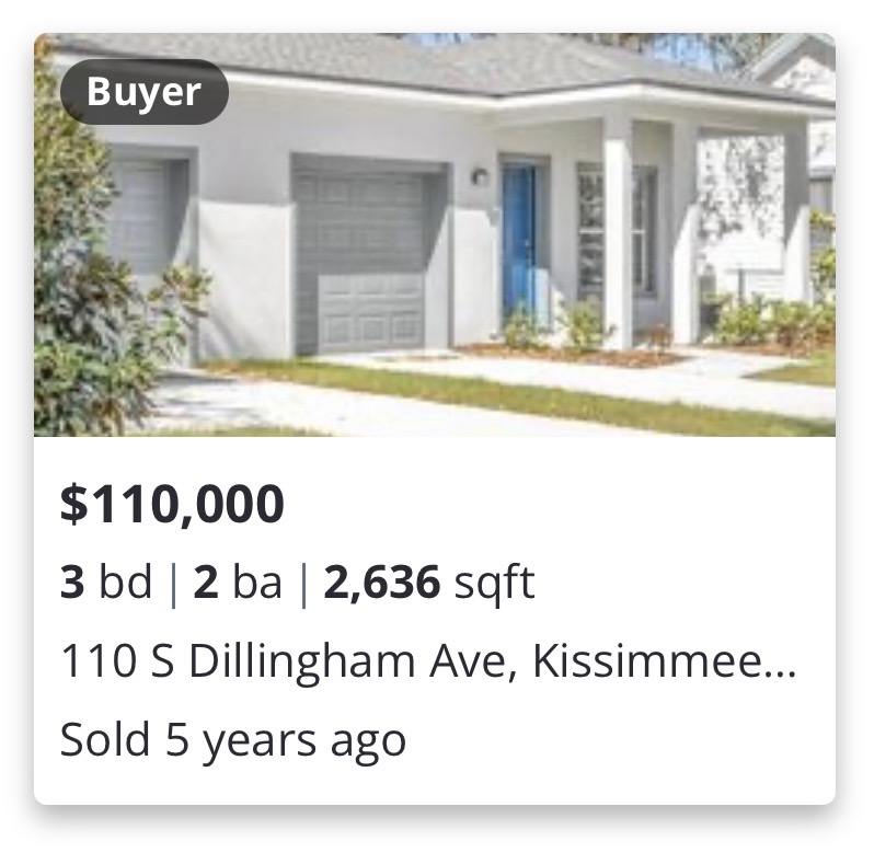 Previously closed residential transaction in 110 S Dillingham Ave, Kissimmee, FL