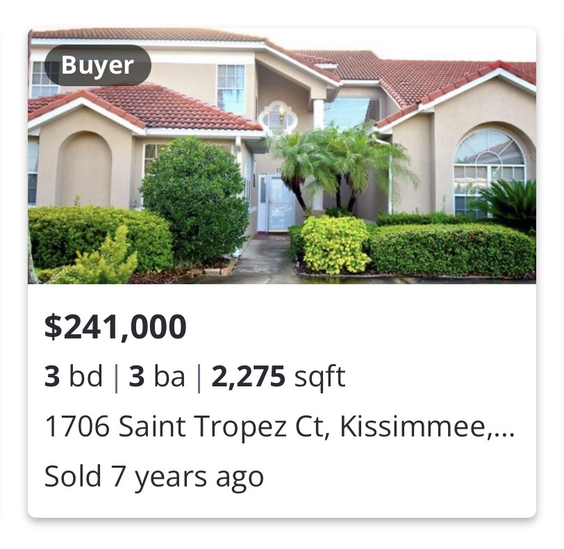 Previously closed residential transaction in 1706 Saint Tropez Ct, Kissimmee, FL