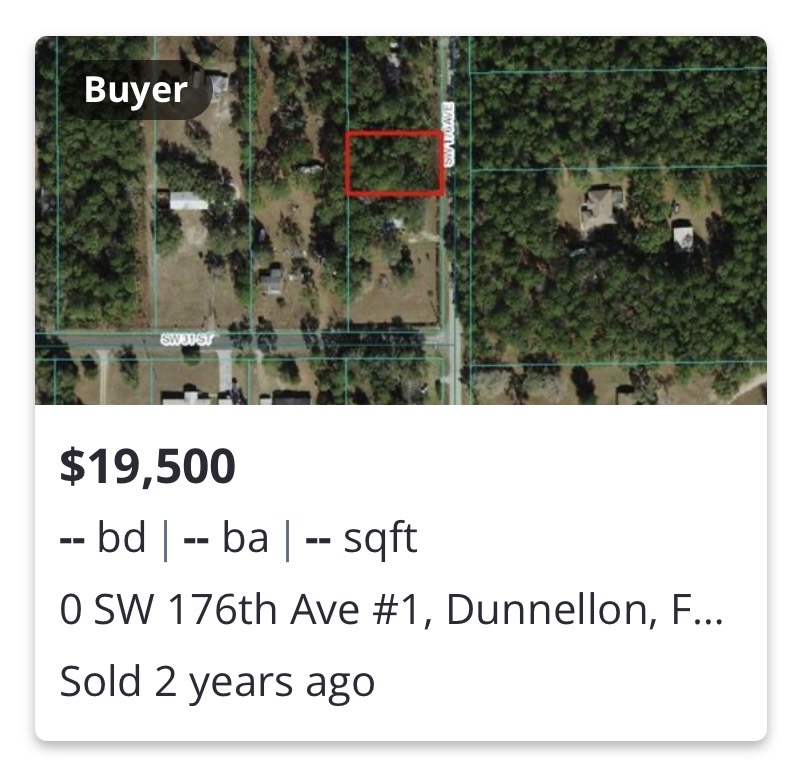 Previously closed land transaction in SW 176th Ave, Dunnellon, FL